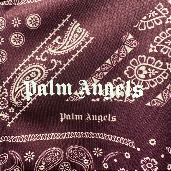Palm Angels Bandana Track Jacket Zip Up Maroon & Red, Striped Sleeves XL Unisex - Picture 15 of 16